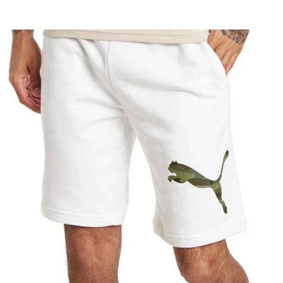Men’s Shorts Plus Size 3XL PUMA Camo Element Cat Shorts White - Picture 11 of 11